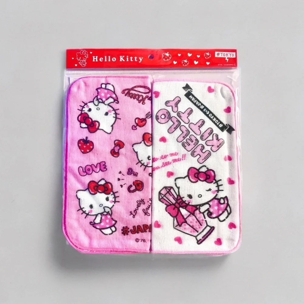 Sanrio Hello Kitty Face Towel Set, Kawaii Pink Japan Exclusive